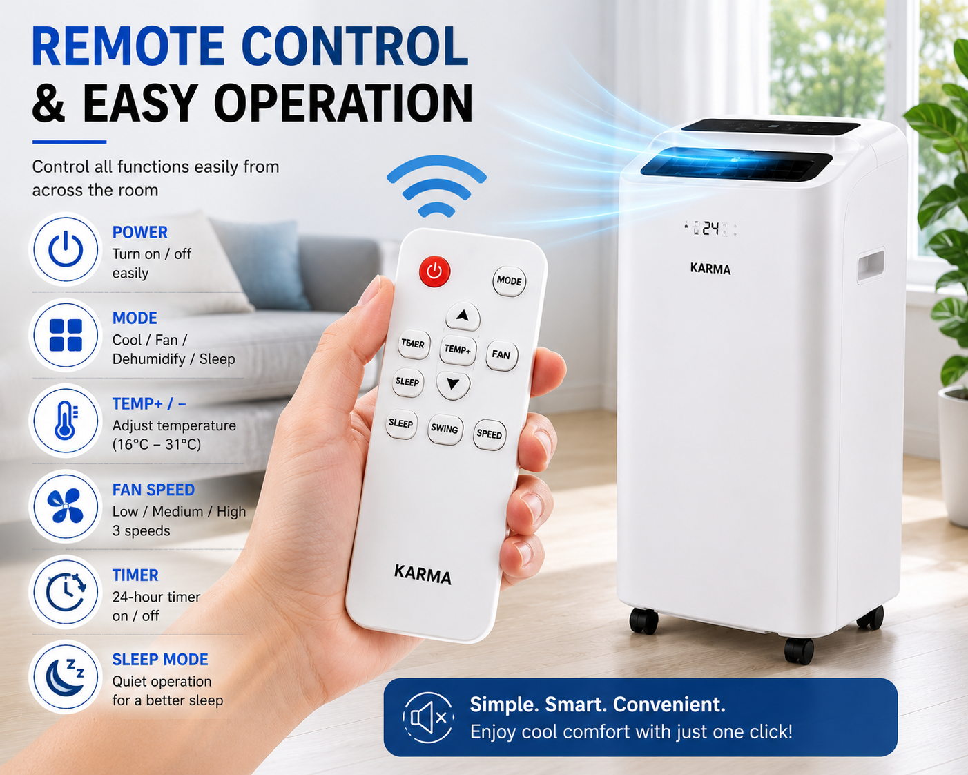 Portable Air Conditioner 9000 / 11000 / 12000 BTU | Powerful Compressor Cooling | Smart Cooling for Home & Office