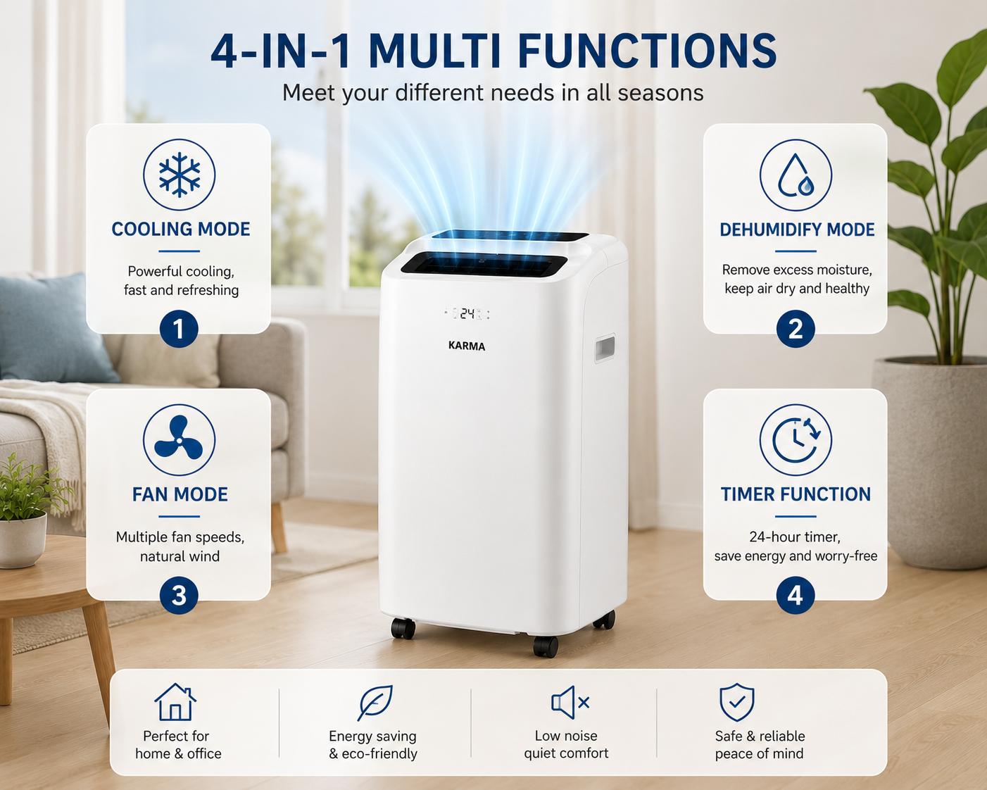 Portable Air Conditioner 9000 / 11000 / 12000 BTU | Powerful Compressor Cooling | Smart Cooling for Home & Office